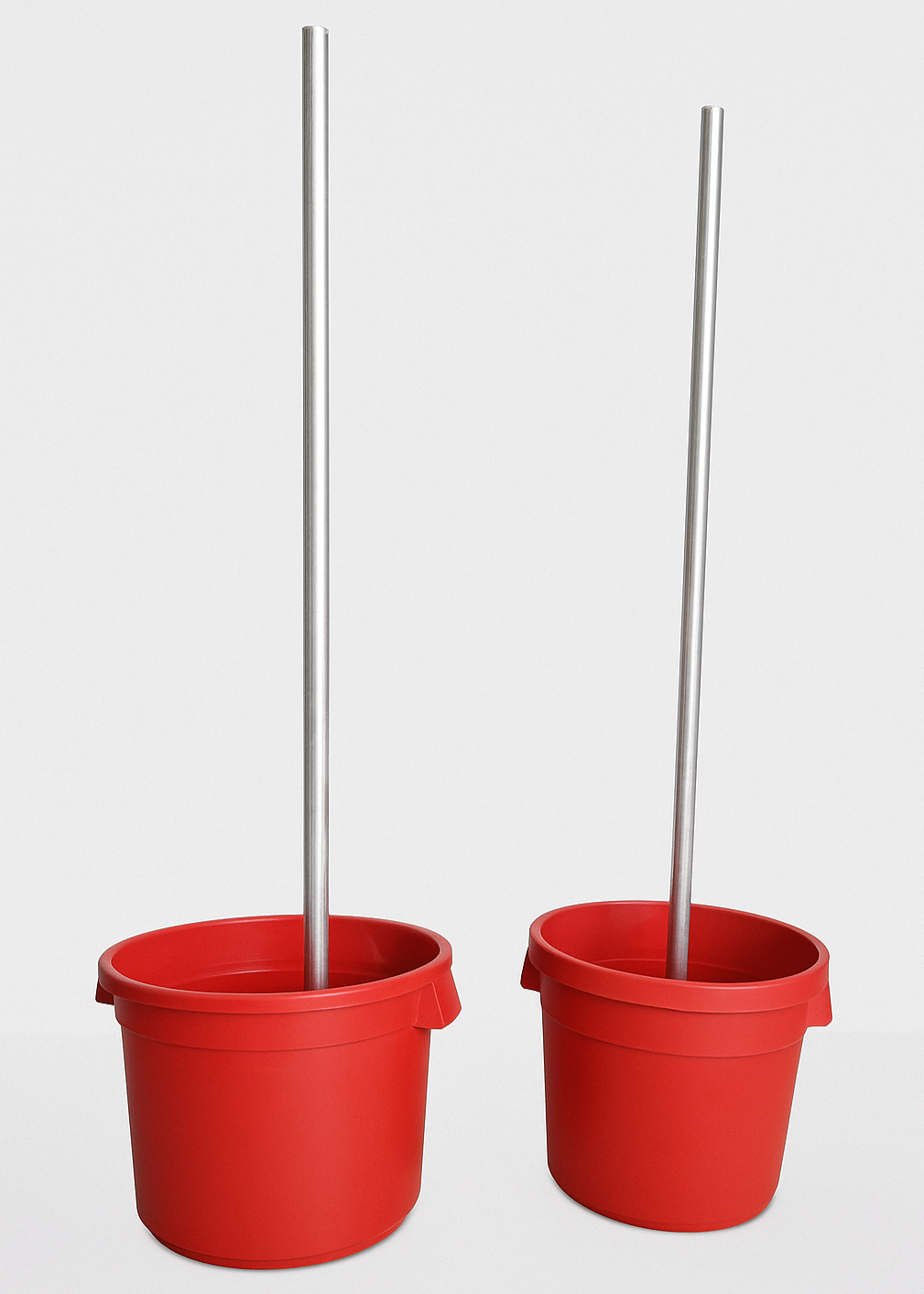 Red plastic Christmas tree stand with central metal support pole, sturdy base for real Christmas trees, water reservoir for hydration, durable holiday tree holder for fresh cut Christmas trees. Christmas Tree Farm Chandlers Hill, South Australia